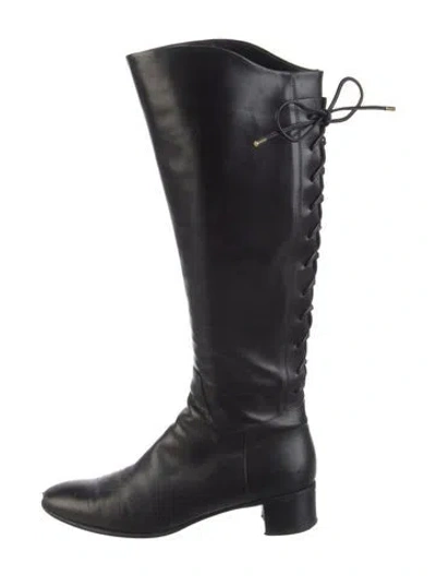 Pre-owned Sergio Rossi Leather Riding Boots In Black
