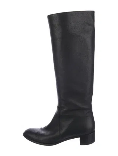 Pre-owned Sergio Rossi Leather Riding Boots In Black
