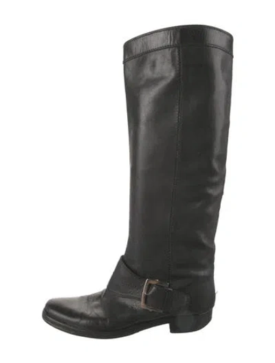 Pre-owned Sergio Rossi Leather Riding Boots In Black