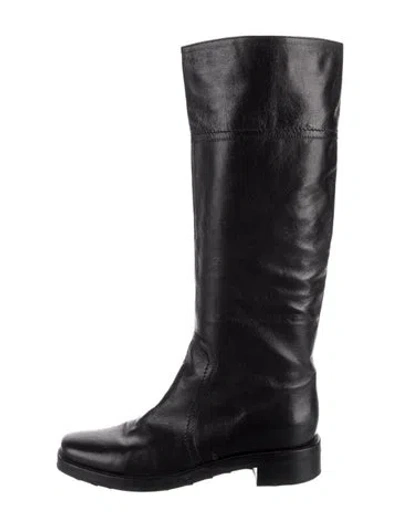 Pre-owned Sergio Rossi Leather Riding Boots In Black