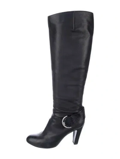Pre-owned Sergio Rossi Leather Riding Boots In Blue