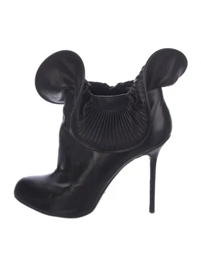 Pre-owned Sergio Rossi Leather Ruffle Embellishment In Black