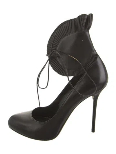 Pre-owned Sergio Rossi Leather Ruffle Embellishment Pumps In Black