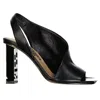 Sergio Rossi Black Calfskin Stiletto Heel Sandals In Black