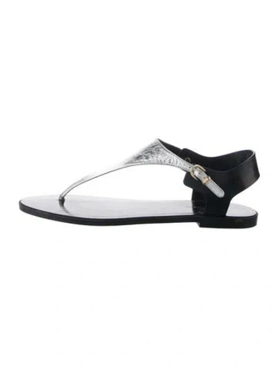 Pre-owned Sergio Rossi Leather Sandals In Silver