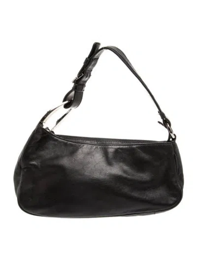 Pre-owned Sergio Rossi Leather Shoulder Bag In Black
