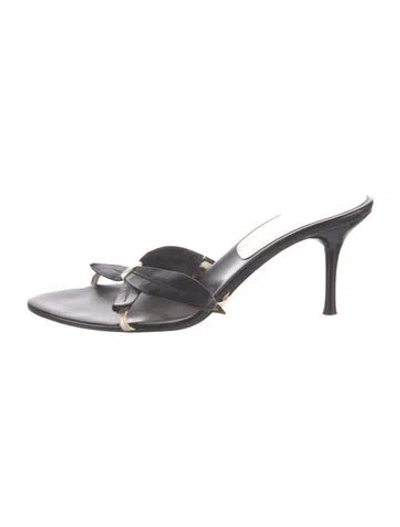 Pre-owned Sergio Rossi Leather Slides In Black