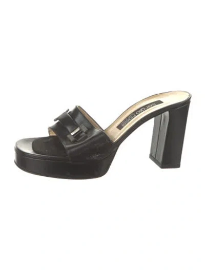 Pre-owned Sergio Rossi Leather Slides In Black