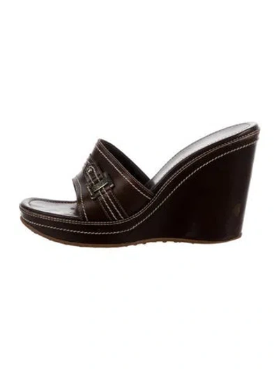 Pre-owned Sergio Rossi Leather Slides In Brown