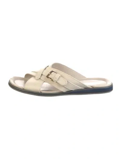 Pre-owned Sergio Rossi Leather Slides In Neutrals