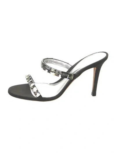 Pre-owned Sergio Rossi Leather Slides In Silver