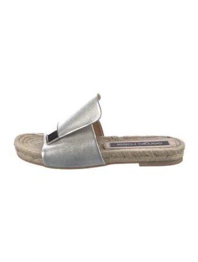 Pre-owned Sergio Rossi Leather Slides In Silver