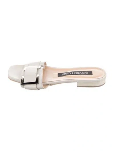 Pre-owned Sergio Rossi Leather Slides In White