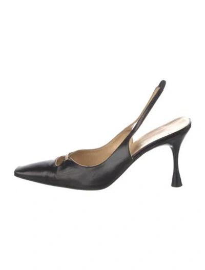 Pre-owned Sergio Rossi Leather Slingback Pumps In Black