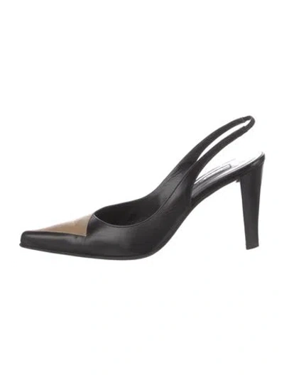 Pre-owned Sergio Rossi Leather Slingback Pumps In Black