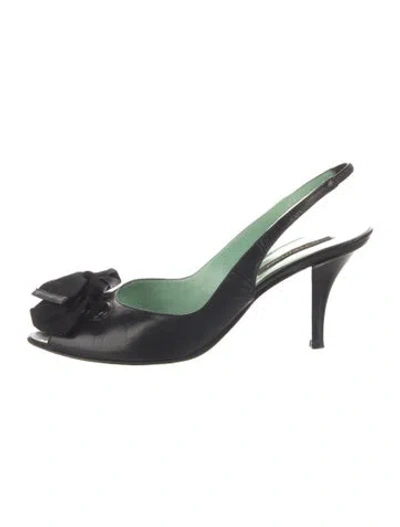 Pre-owned Sergio Rossi Leather Slingback Pumps In Black