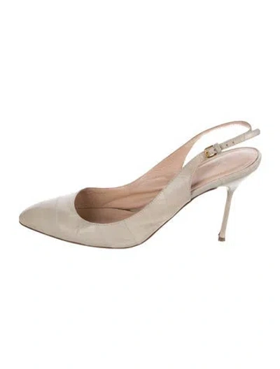 Pre-owned Sergio Rossi Leather Slingback Pumps In Gray