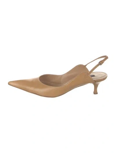 Pre-owned Sergio Rossi Leather Slingback Pumps In Neutral