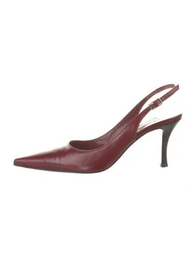 Pre-owned Sergio Rossi Leather Slingback Pumps In Red