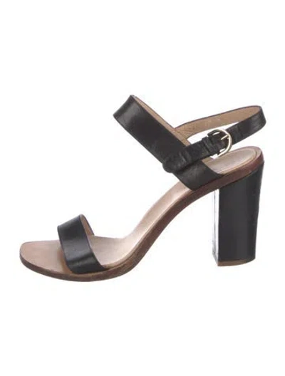 Pre-owned Sergio Rossi Leather Slingback Sandals In Black
