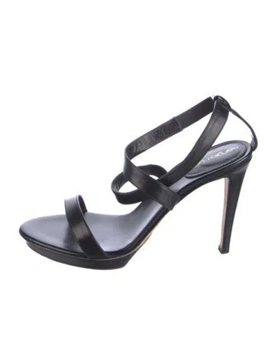 Pre-owned Sergio Rossi Leather Slingback Sandals In Black