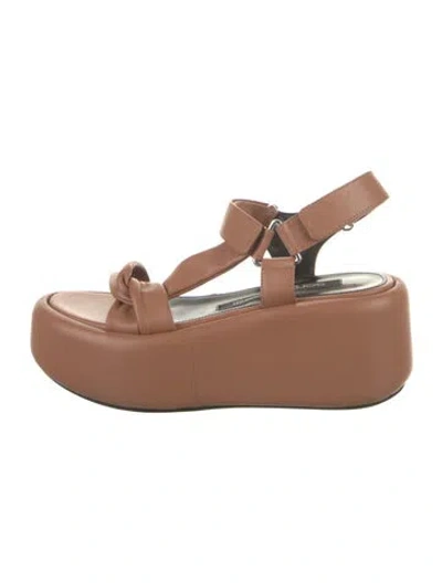 Pre-owned Sergio Rossi Leather Slingback Sandals In Brown
