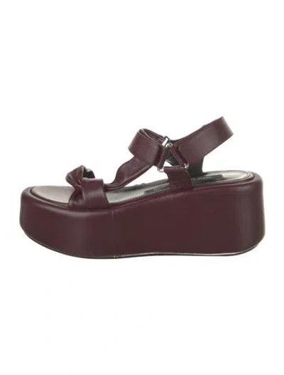 Pre-owned Sergio Rossi Leather Slingback Sandals In Burgundy