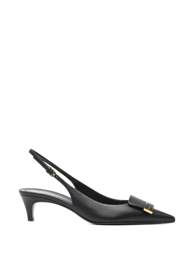 Sergio Rossi Leather Slingback Slingback Heel In Black