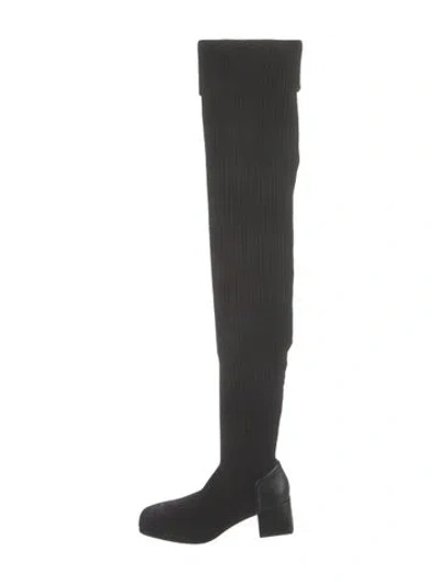 Pre-owned Sergio Rossi Leather Sock Boots In Black