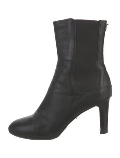 Pre-owned Sergio Rossi Leather Sock Boots In Black