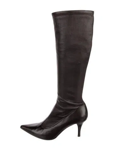 Pre-owned Sergio Rossi Leather Sock Boots In Brown