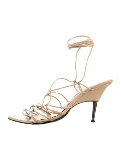 Pre-owned Sergio Rossi Leather Studded Accents Sandals In Neutrals