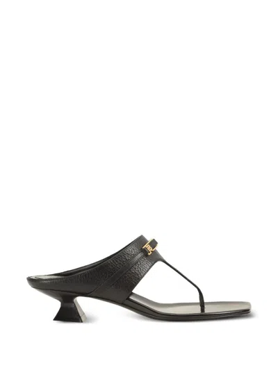 Sergio Rossi Leather Thong Sandals In Black