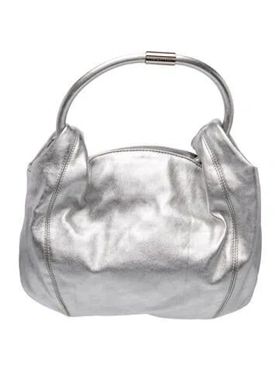 Pre-owned Sergio Rossi Leather Top Handle Bag In Silver