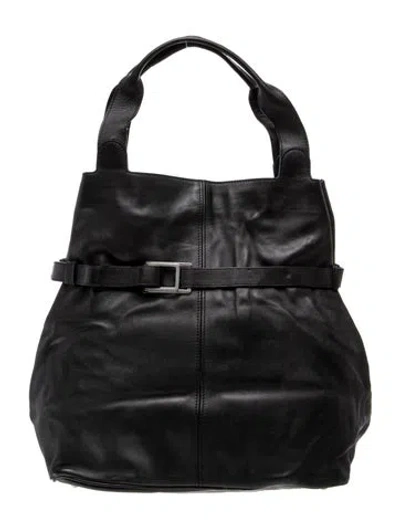 Pre-owned Sergio Rossi Leather Top Handle Bag Vintage In Black