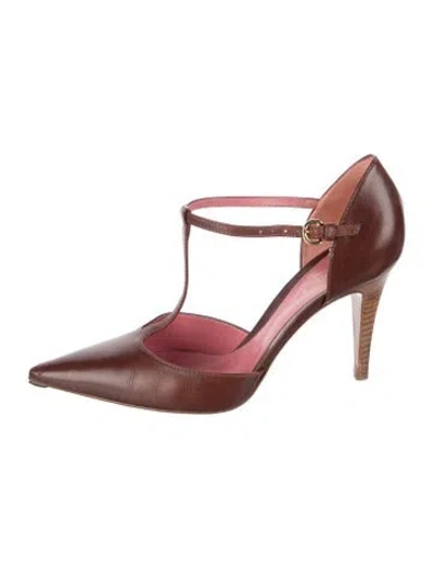 Pre-owned Sergio Rossi Leather T-strap Pumps In Brown
