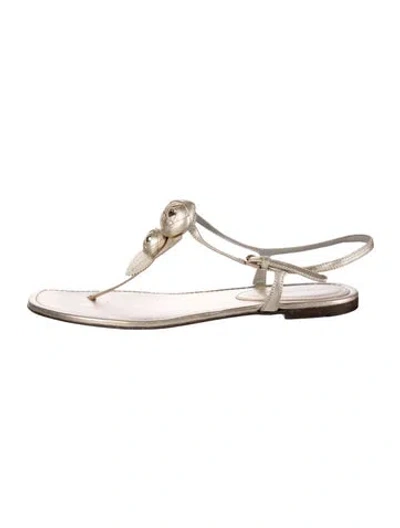 Pre-owned Sergio Rossi Leather T-strap Sandals In White