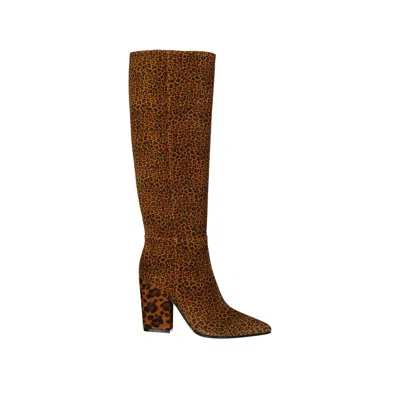 Sergio Rossi Leopard-print Leather Boots In Brown
