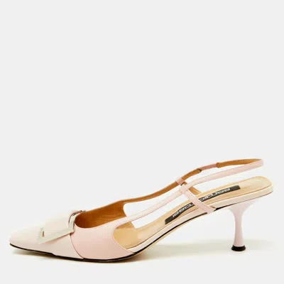 Pre-owned Sergio Rossi Light Pink Patent Leather Sr Twenty Slingback Pumps Size 41