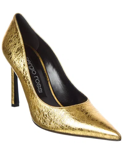 Sergio Rossi Liya 95 Leather Pump In Gold