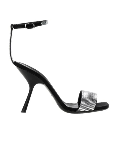 Sergio Rossi Logo High-heeled Sandals In Black
