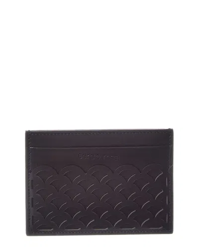 Sergio Rossi Logo Leather Card Case In Black