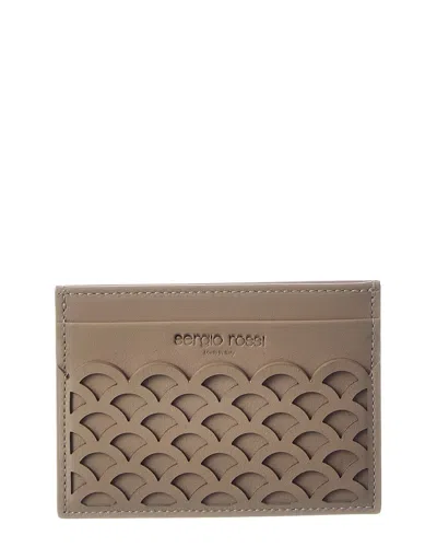 Sergio Rossi Logo Leather Card Case In Brown