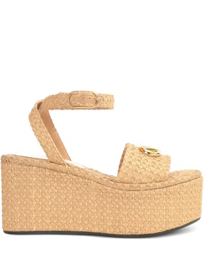 Sergio Rossi Logo-plaque Platform Sandals In Nude