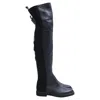 Sergio Rossi Logo Strip Knee-high Boots In Black Leather In Black