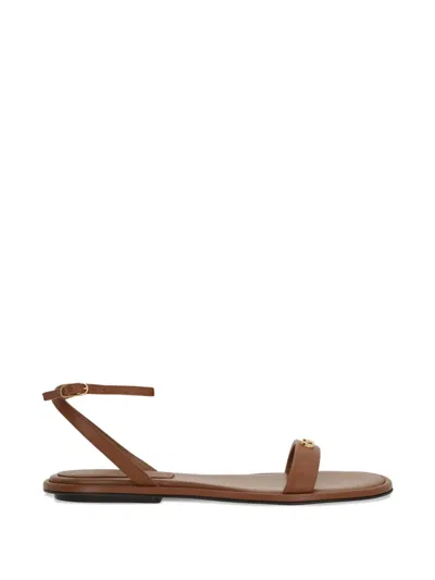Sergio Rossi Logo-detail Round-toe Sandals In Brown