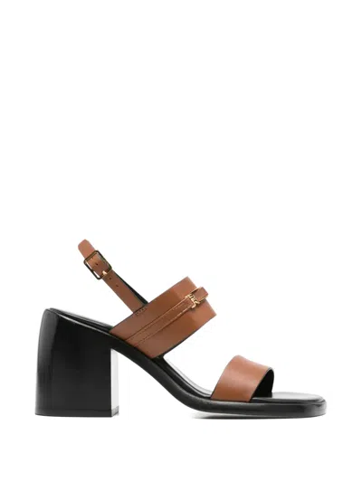 Sergio Rossi Logo-plaque Buckle-fastening Sandals In Brown