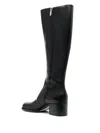 Sergio Rossi Long Black Leather Boots With Elegant Design And Side Zipper In Black