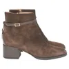 Sergio Rossi Low Heel Ankle Boots In Brown Suede In Brown