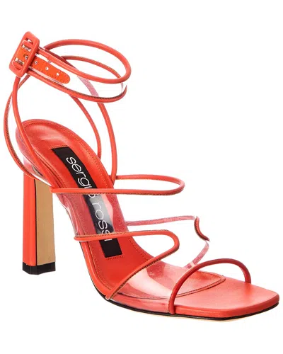 Sergio Rossi Lunettes 100 Leather & Vinyl Sandal In Orange